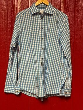 Eton Contemporary Mens Dress Shirt 42 16.5 Gingham Check Button Front Business
